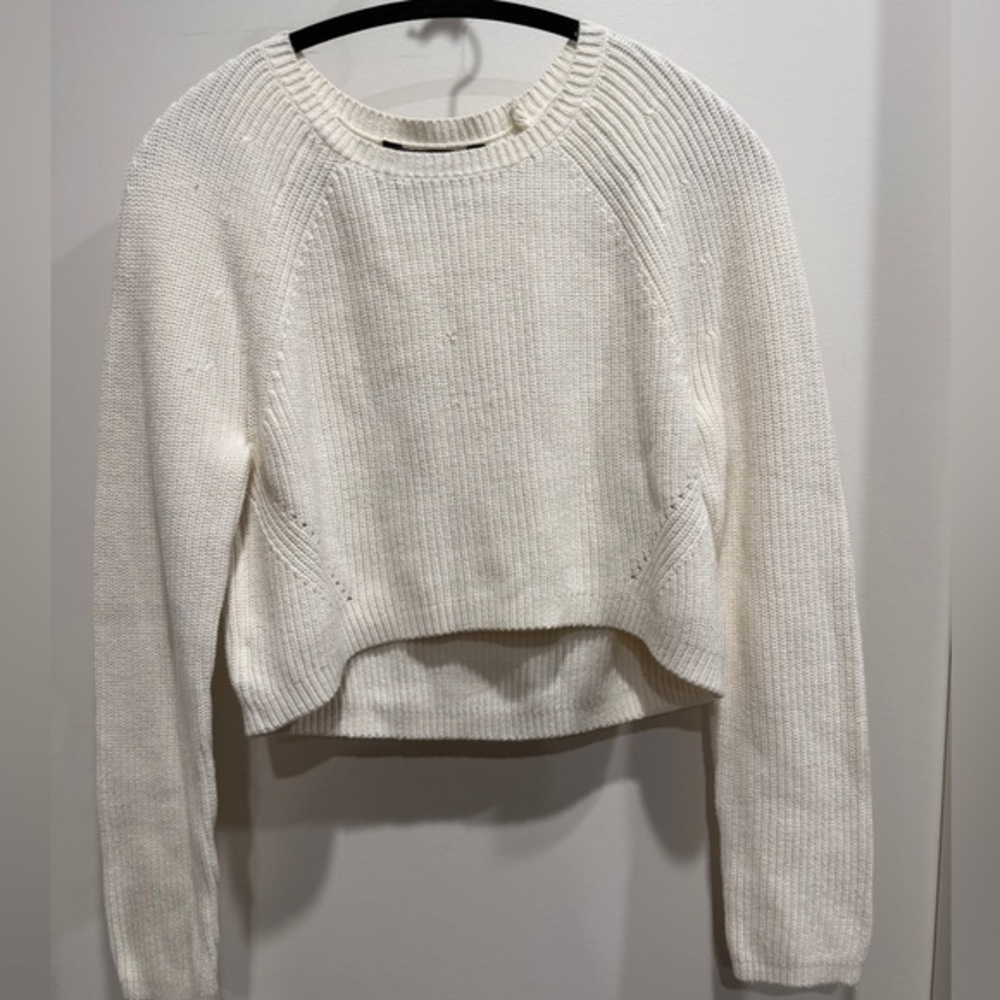 BCBGMaxAzria Cream Cropped Crewneck Sweater. Very gently used.